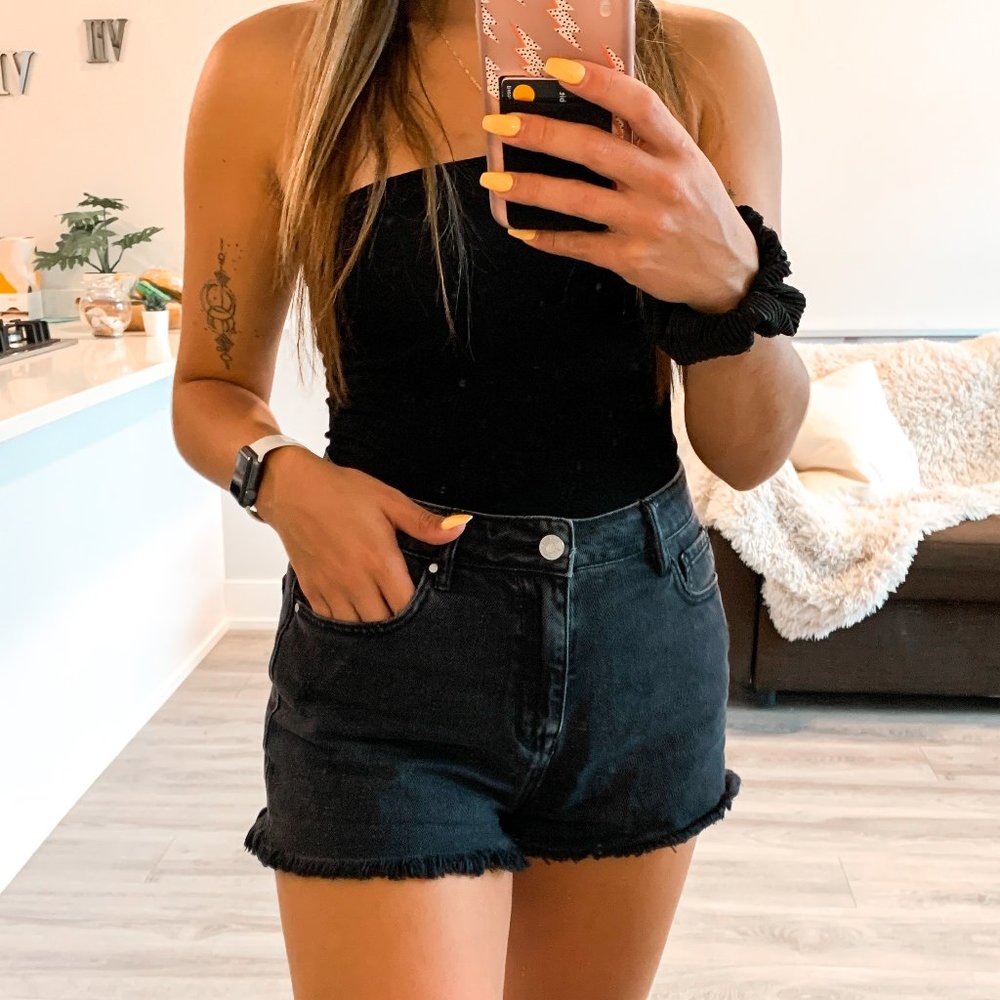 Pacsun High Waisted Black Denim Shorts